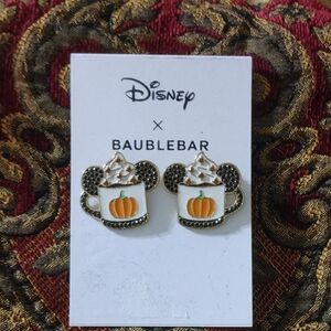 NWT Disney x BaubleBar Minnie Pumpkin Spice Latte Earrings Collectable